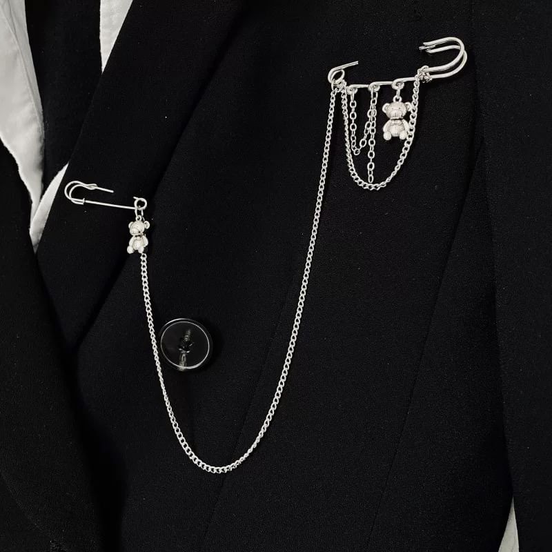Porstina - Veiligheidsspeld broche met berenketting