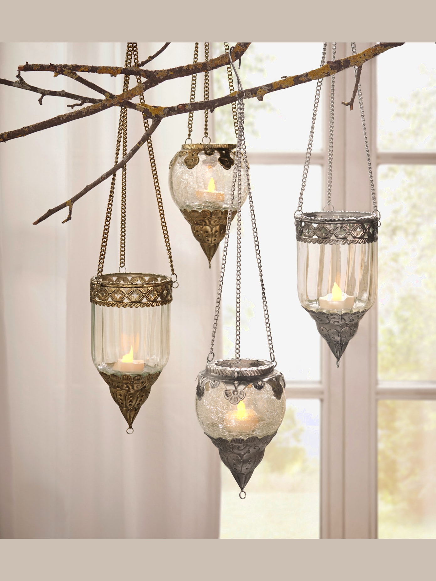 Panier suspendu pendentif en verre