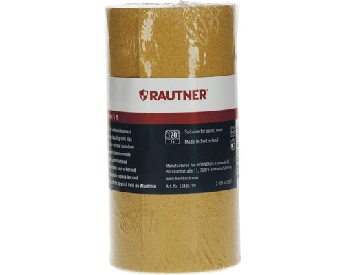 RAUTNER schuurrol voor handschuurmachines en excenterschuurmachines, korrel 120, ongeperforeerd, 1 stuk