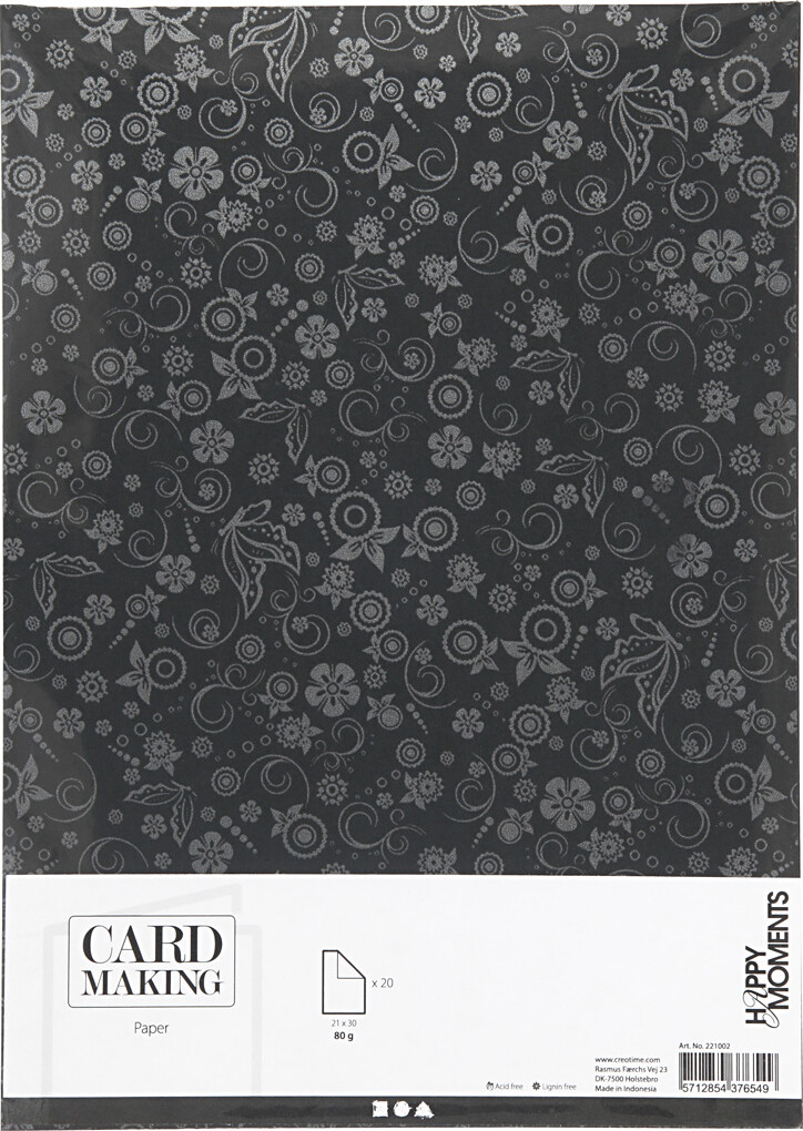 Papir - A4 - 210X297 MM - 80 G - Sort - 20 Ark