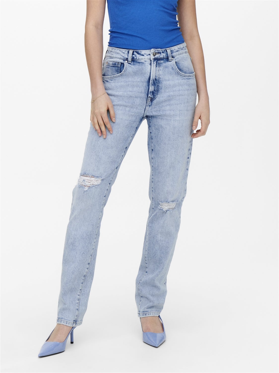 ONLSCARLETT Hohe Taille Slim Fit Jeans Light Blue Denim