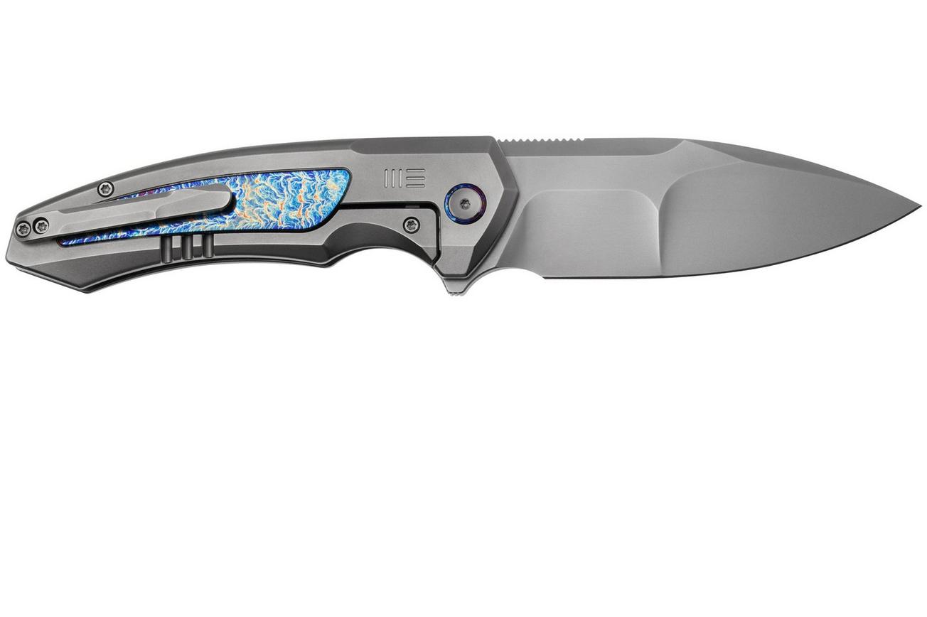 WE Knife Hyperactive WE23030-1 Polished Bead Blasted Vanax, Polished Titanium Flamed Titanium, zakmes