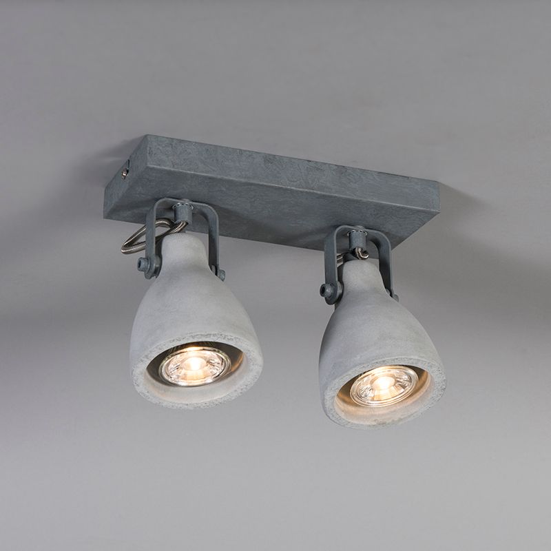 Industriële spot grijs beton 2-lichts - Creto