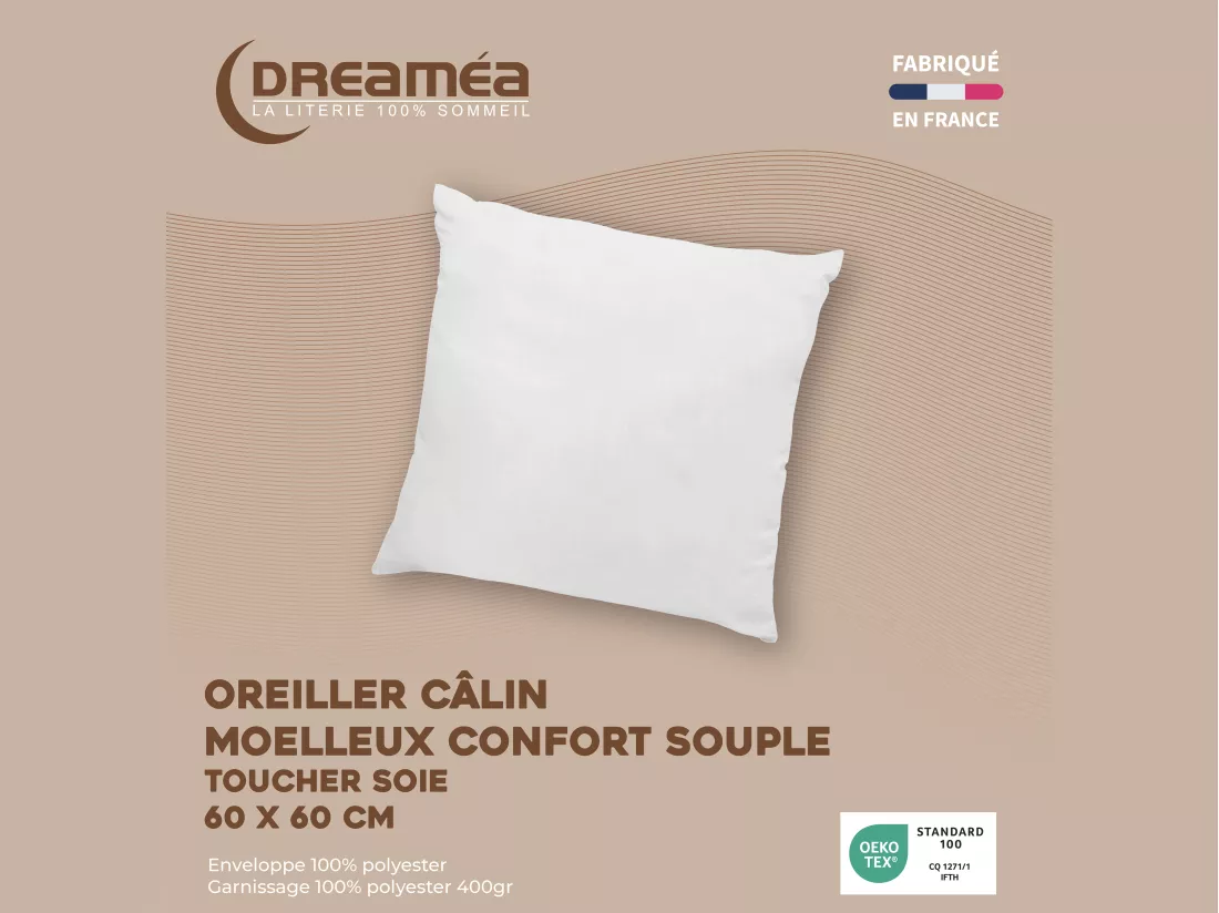 Lot de 2 oreillers 60 x 60 cm de DREAMEA - 400gr - BIESYA