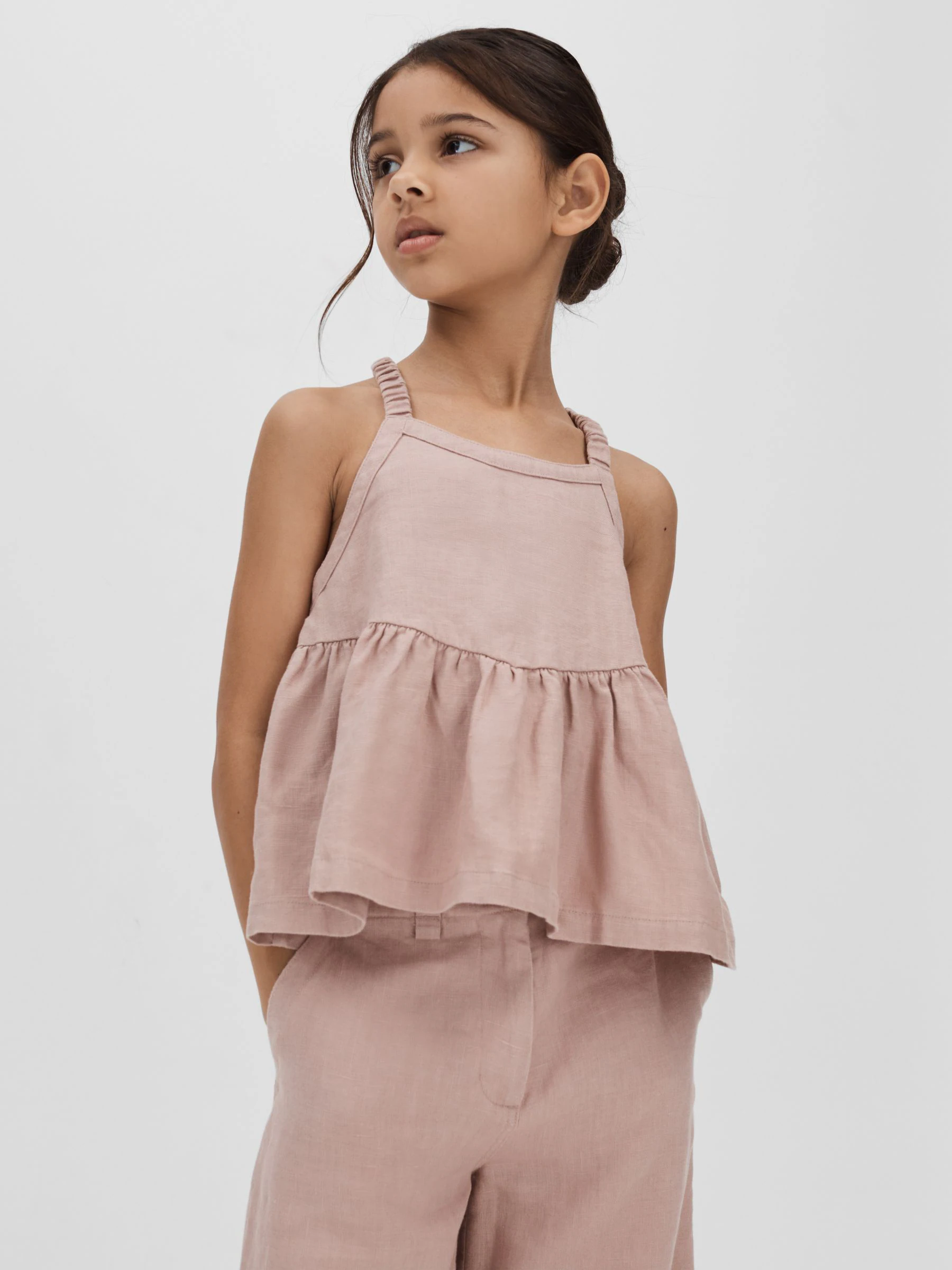 Reiss Dani top van linnen met peplum