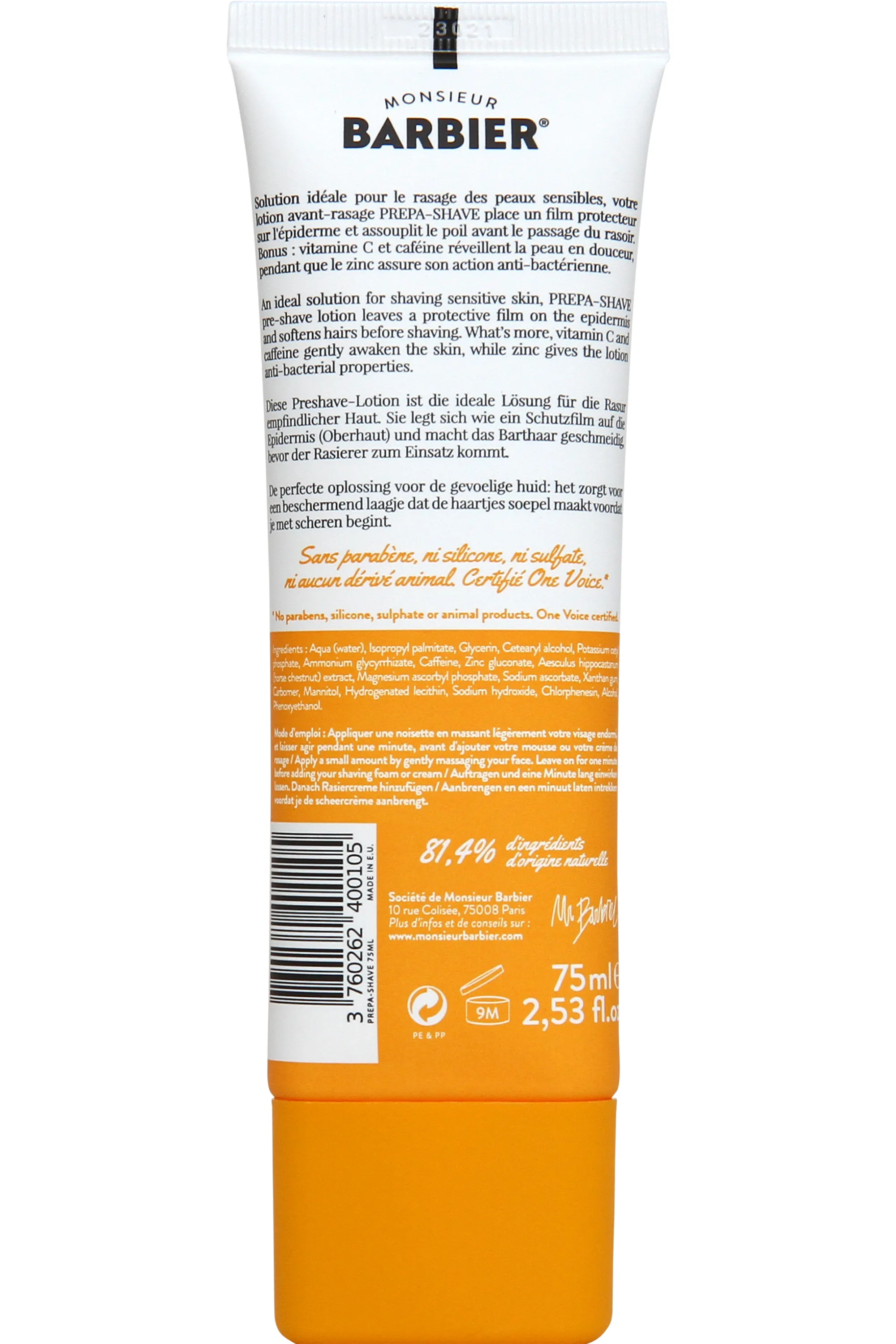 Monsieur Barbier Lotion avant-rasage Prepa-Shave-75 ml