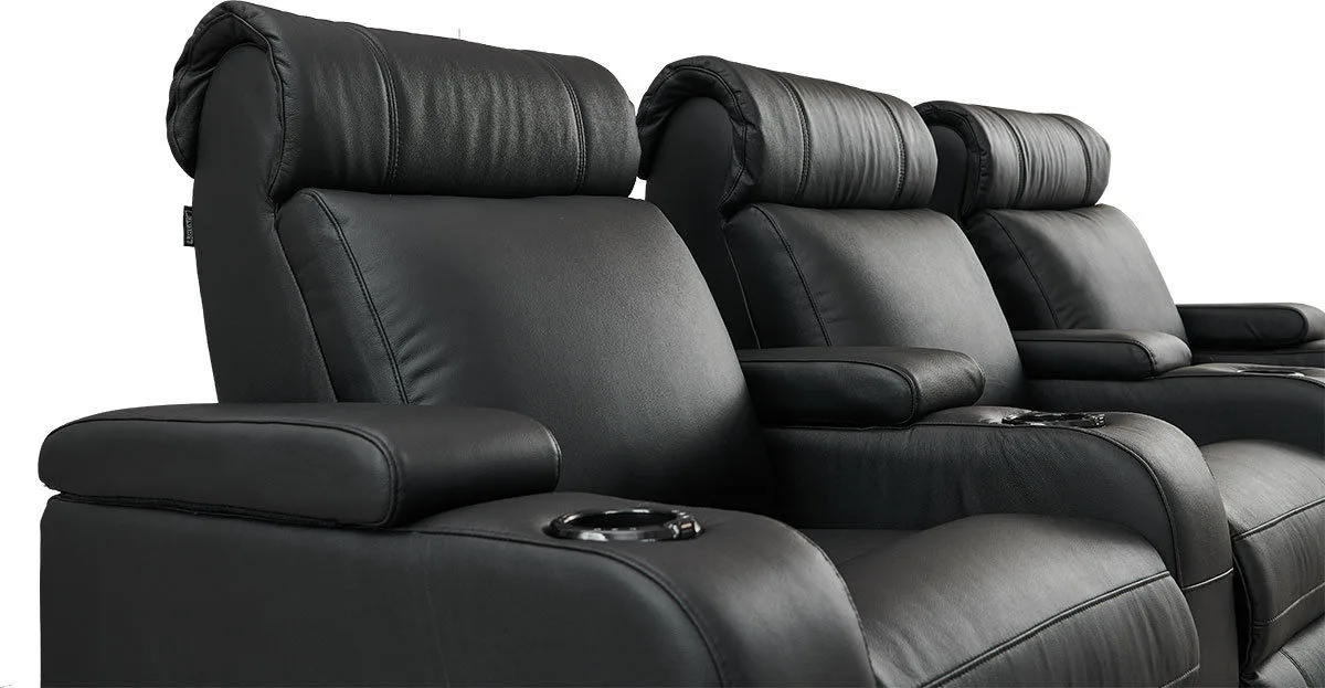 Lumene Hollywood Luxury III Noir (3 places, cuir véritable) Fauteuils cinéma