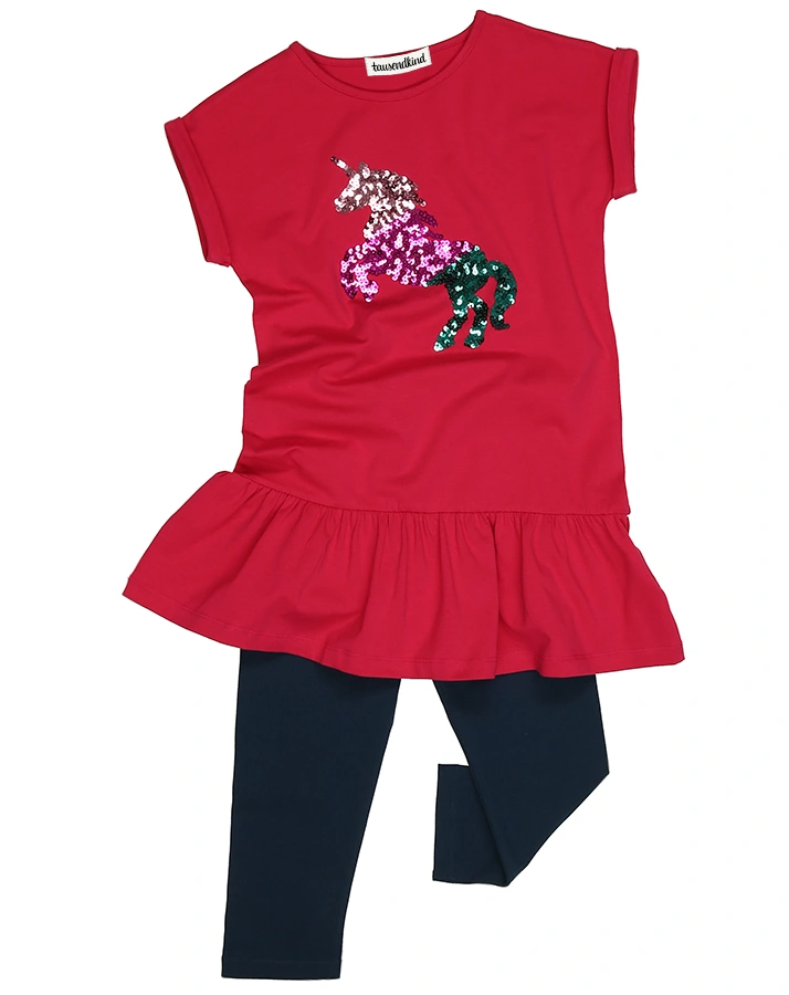Kurzarm-Kleid UNICORN mit Pailletten in pink