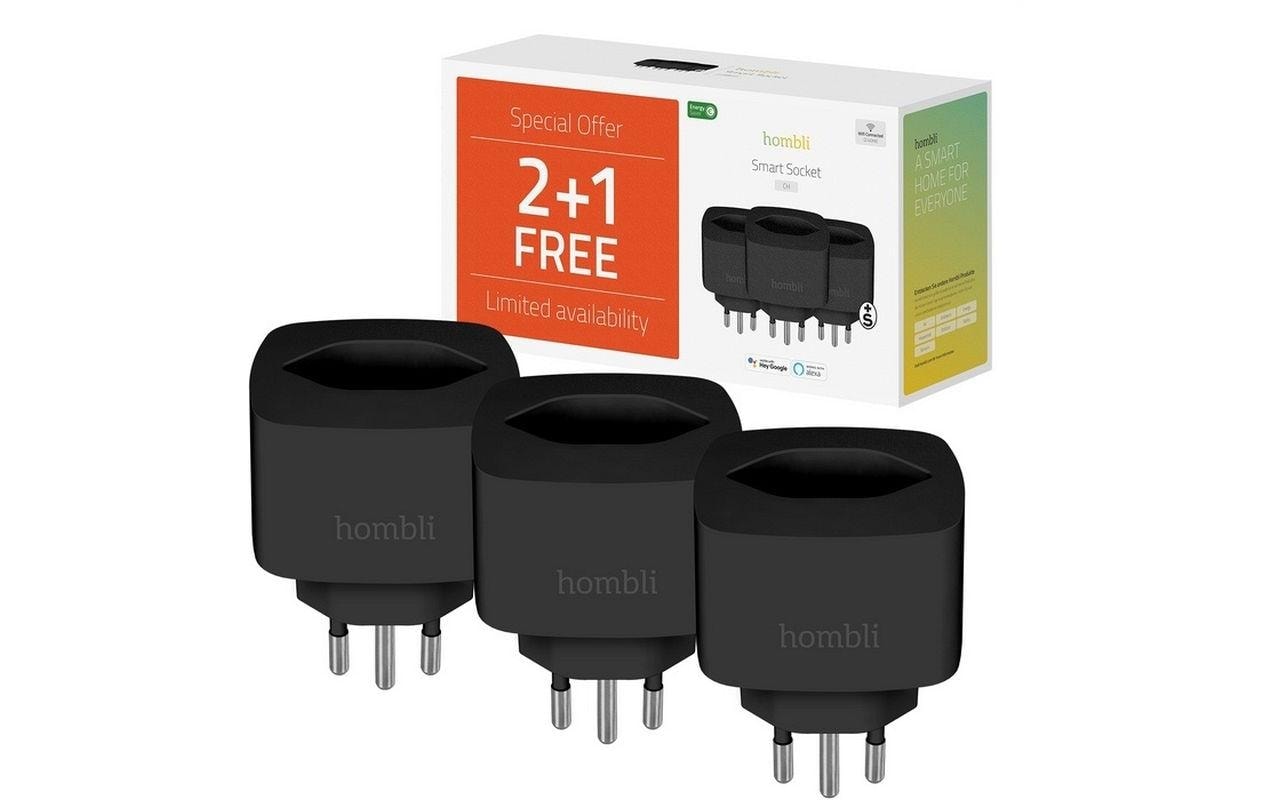 Hombli Smart-Home-Steuerelement »Socket CH Schwarz 3er-Set«