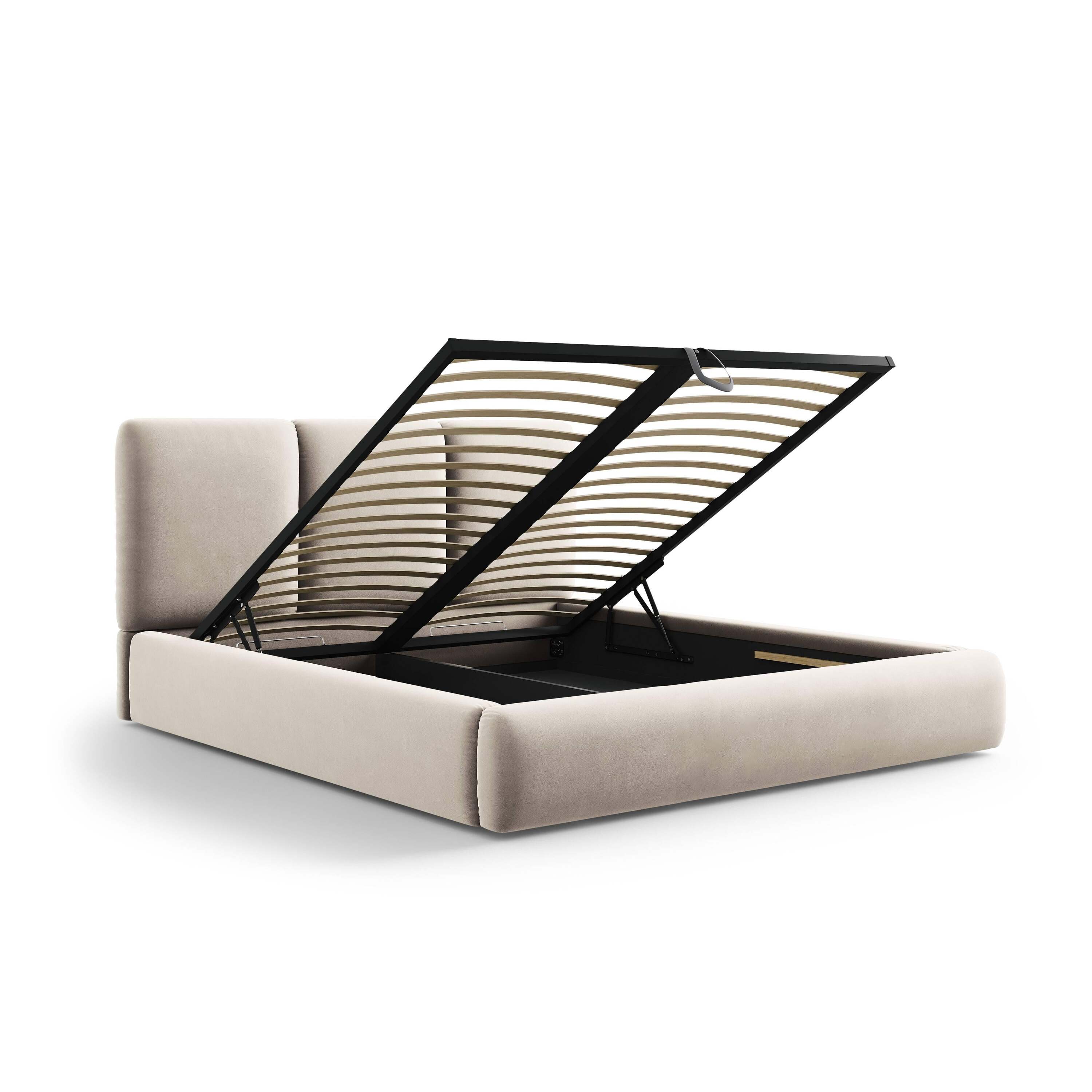 Windsor & Co Horizon Bedframe met Opbergvak - 140 x 200 cm - Fluweel - CrÃ¨me