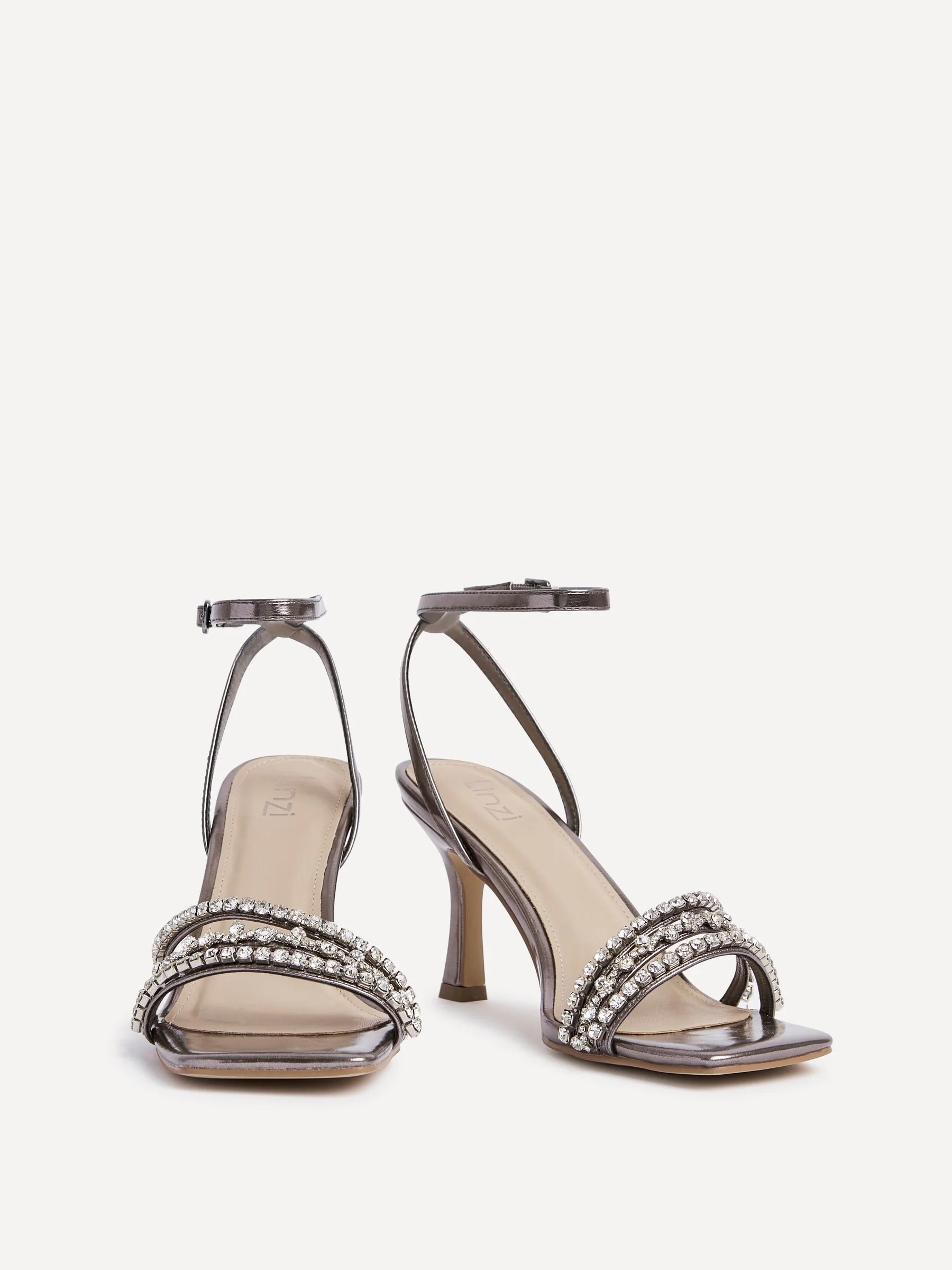 Zilver - Linzi Bling Strappy Diamante Heel Sandals