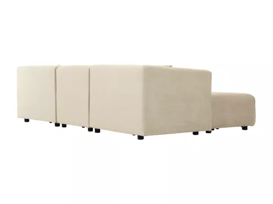 Canapé modulable 3 places + 1 pouf velours côtelé beige MONROE