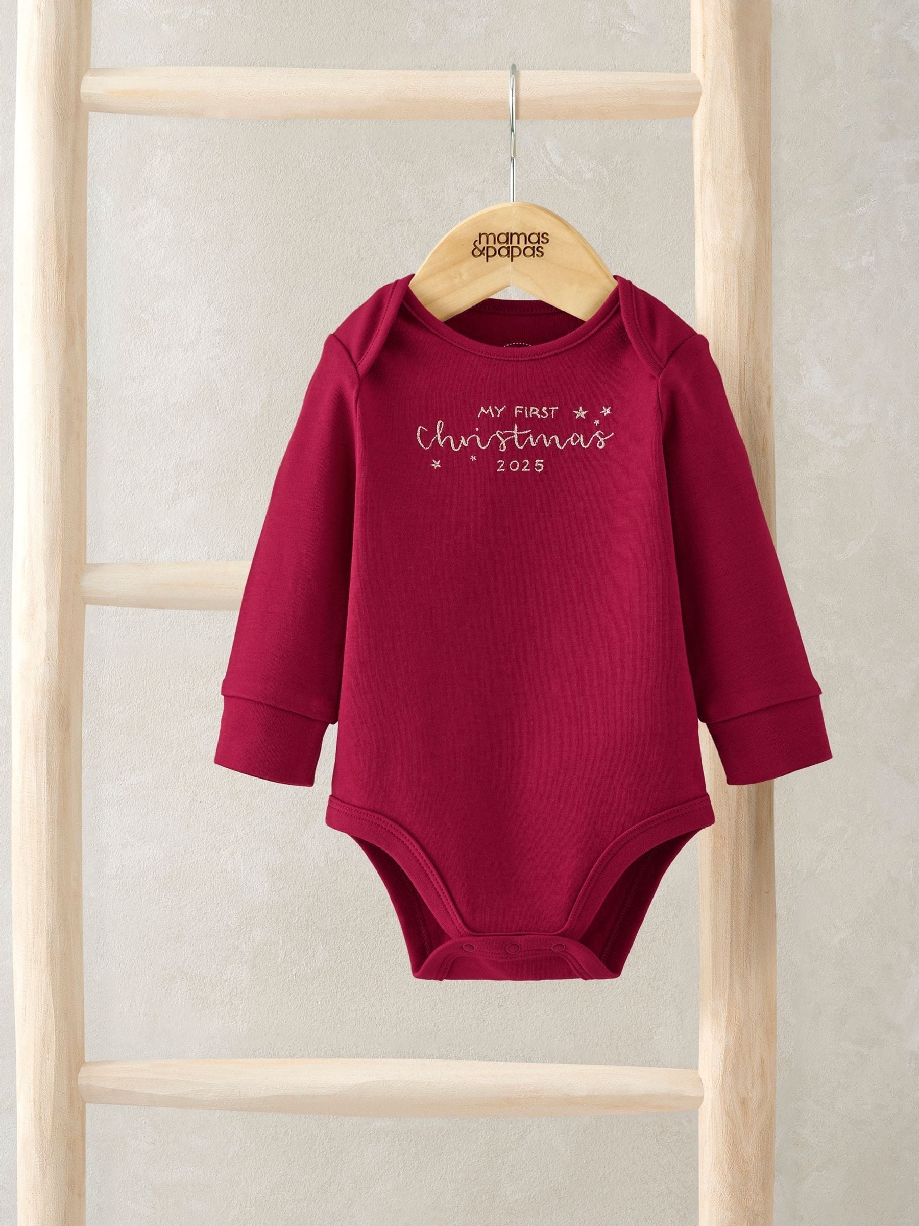 Mamas & Papas My First Christmas Red Bodysuit