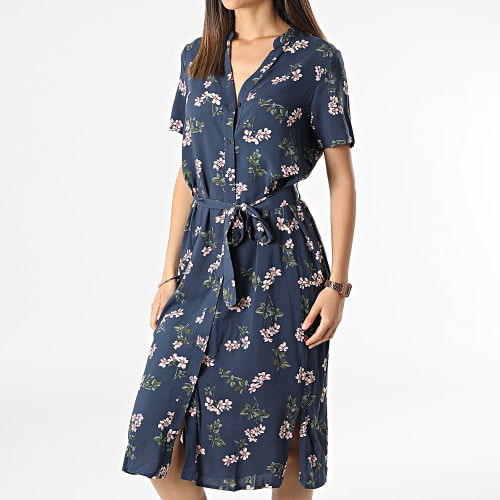 Robe Chemise Femme Vica Bleu Marine Floral