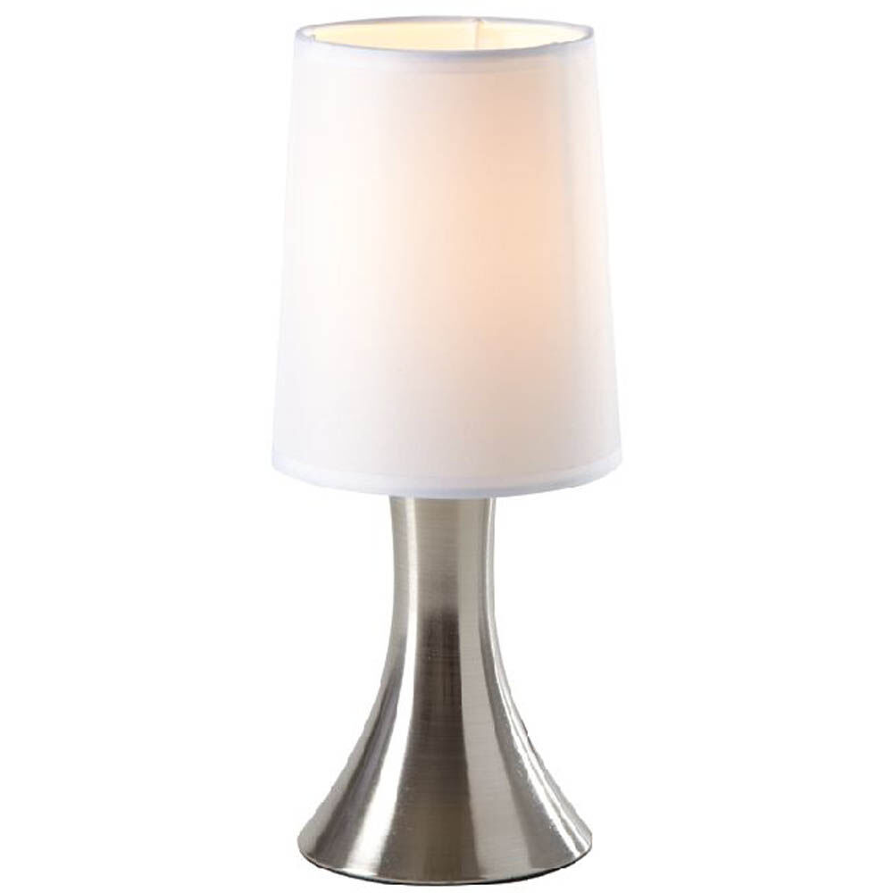 Lampe tactile Touch métal grise et blanche