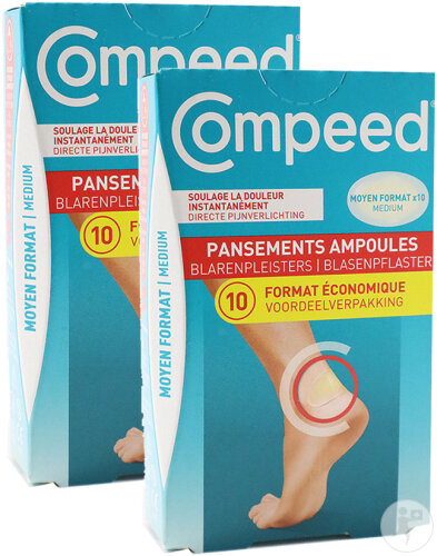 Pack De 2 Compeed Pansements Ampoules Médium Format Économique 10 Pièces Promo