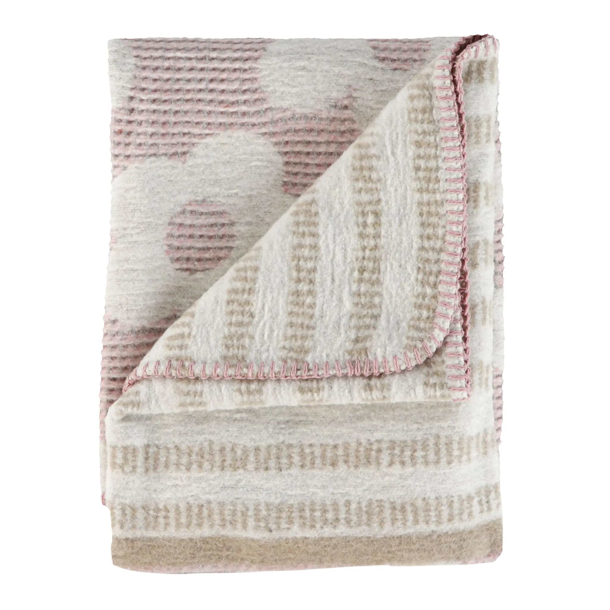 Origami Maison Couverture Jacquard Fleurs Rose