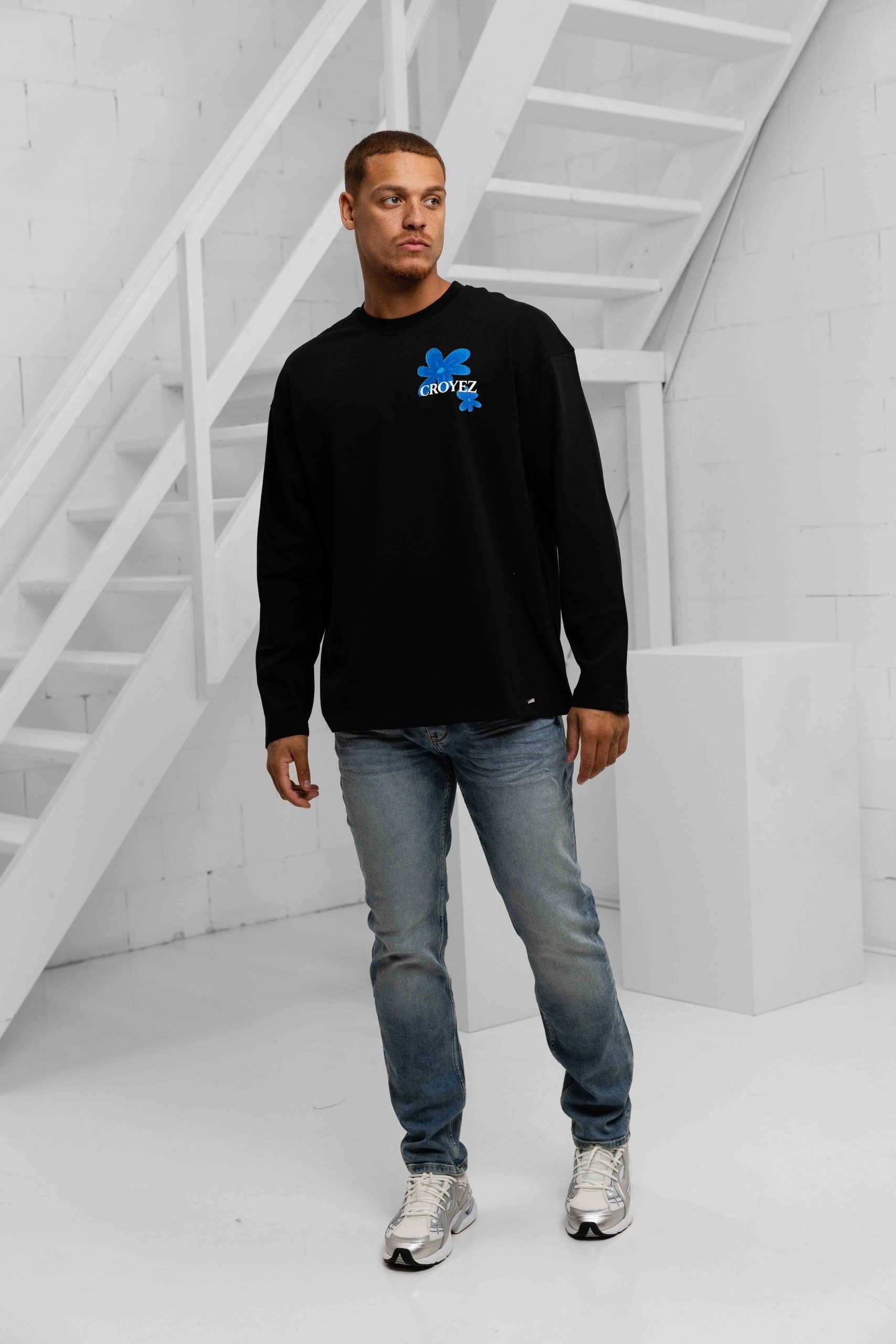 Croyez Botanique Longsleeve T-Shirt Heren Zwart