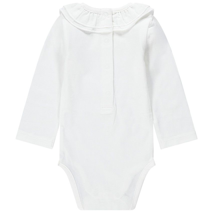 Body manches longues en jersey print écureuil et col volanté - Ecru