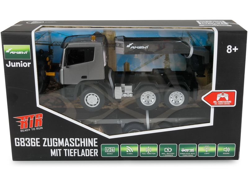 Amewi Lastwagen G836E RTR, 1:24 Zugmaschine mit Tieflader im Massstab 1:24