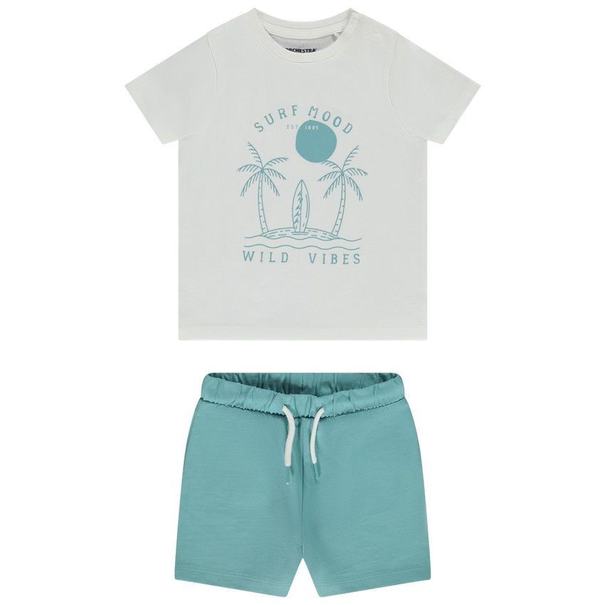 Ensemble 2 pièces avec t-shirt printé pour bébé garçon - Bleu moyen