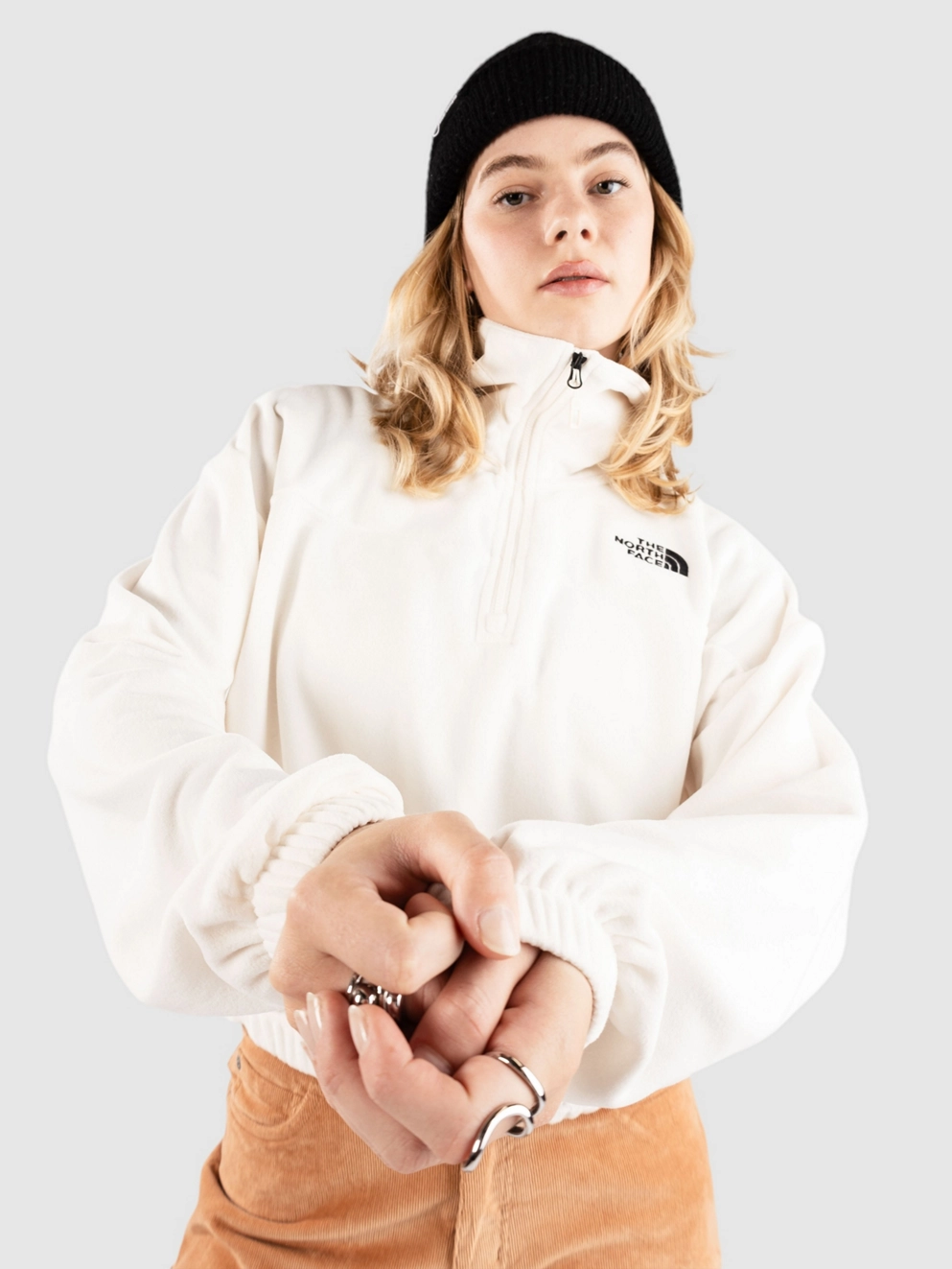 THE NORTH FACE 100 Glacier Half Zip Fleece Jacket white dune
