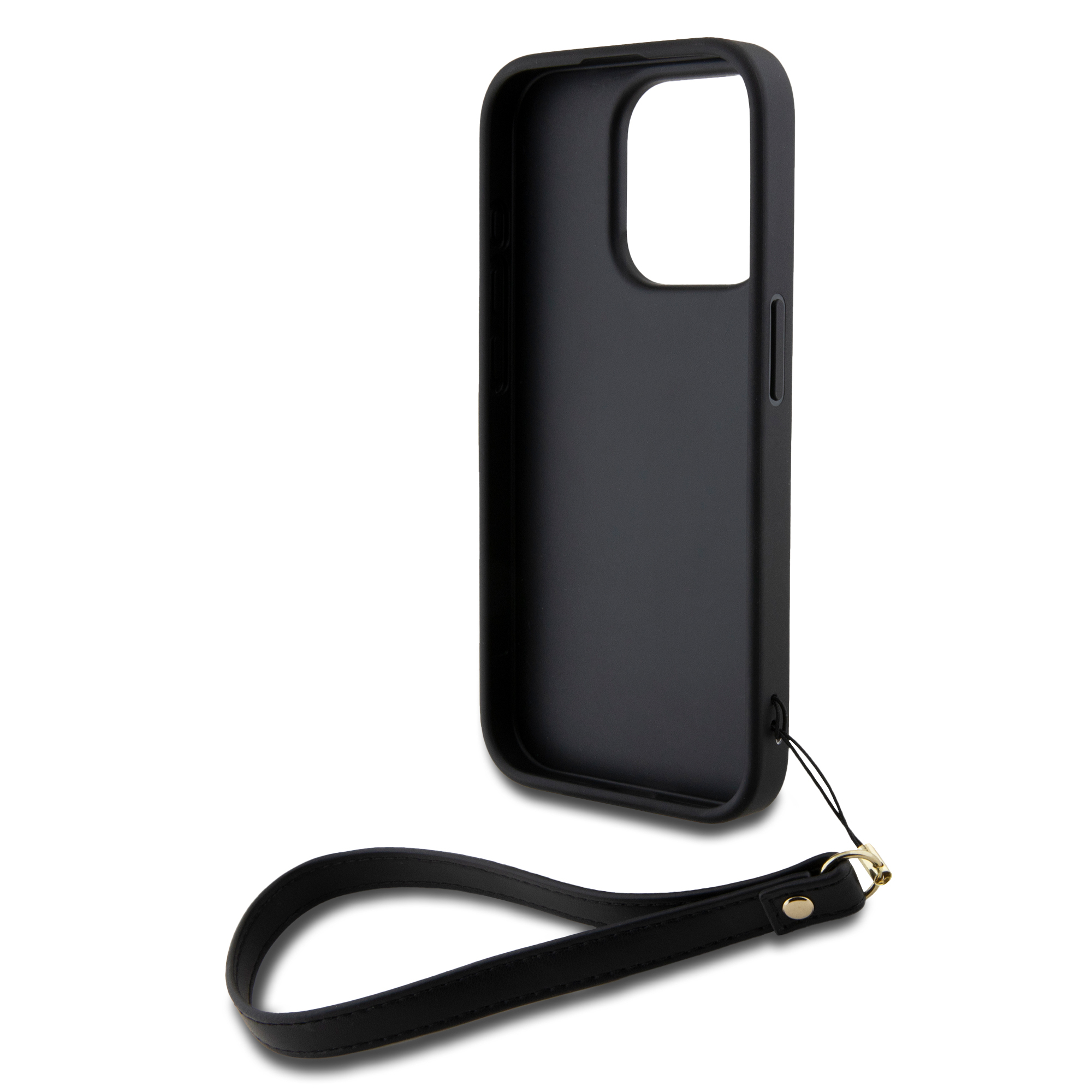 iPhone 15 Pro Hybrid Hardcase Hülle Stock Logo   Handschlaufe (DKHCP15LPBSWSK) - Schwarz