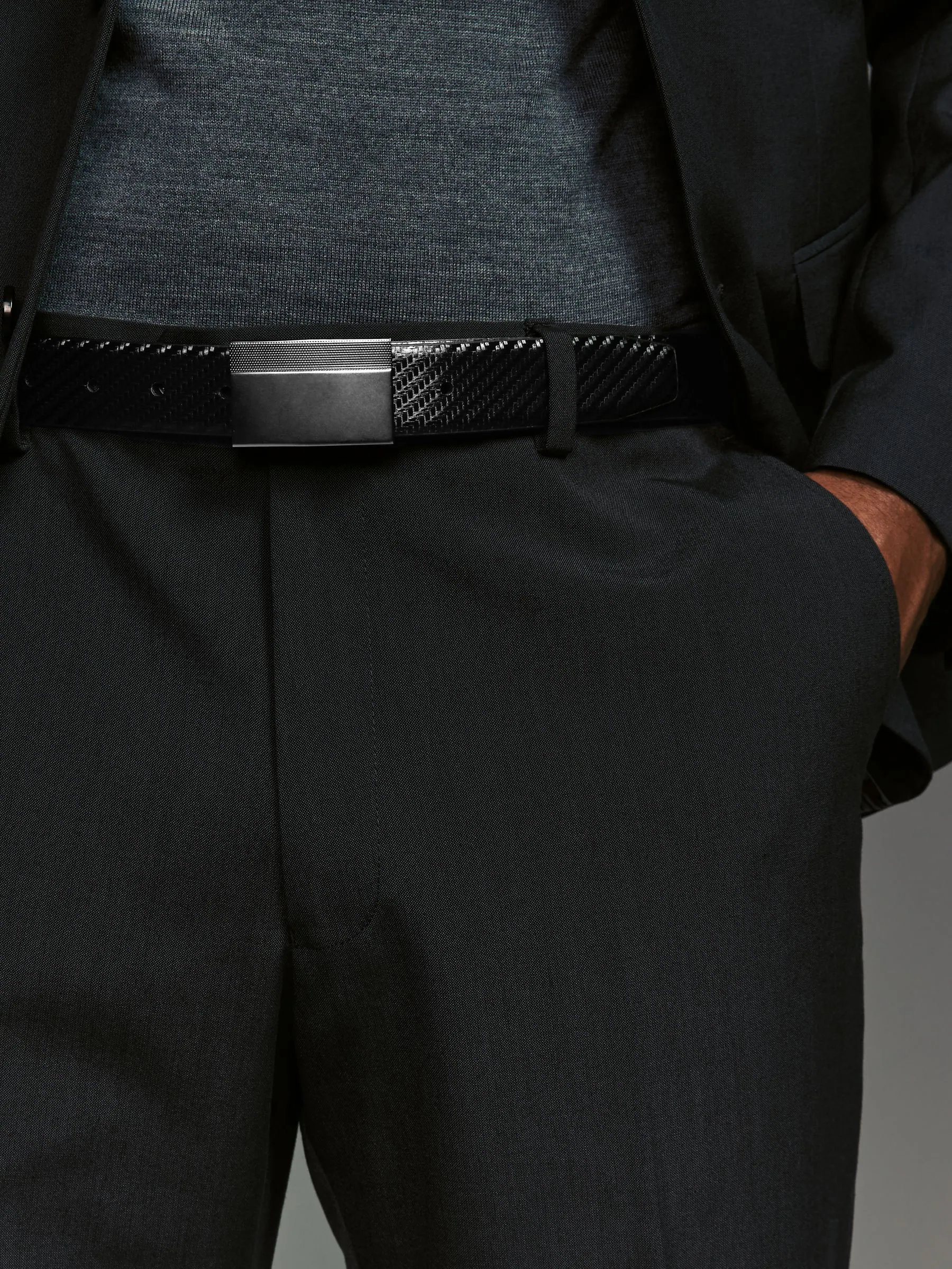 Zwart - Reversible Print Smooth Leather Belt