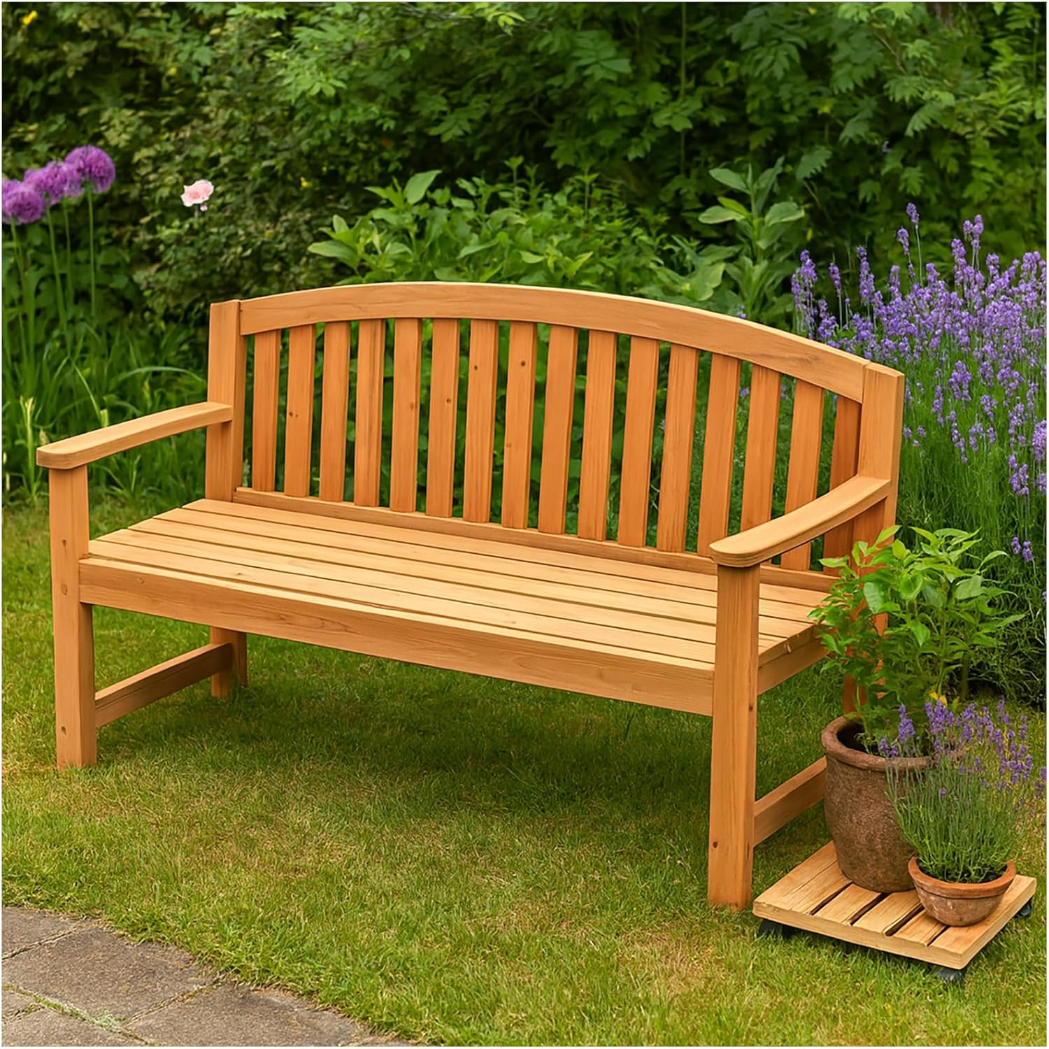 HTI living Stilvolle 2-Sitzer-Gartenbank aus Holz Perfekt für Garten, Terrasse und Balkon Sitzbank Gartenmöbel