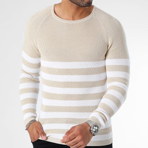 Pull Avec Rayures Mariniere 347 Beige