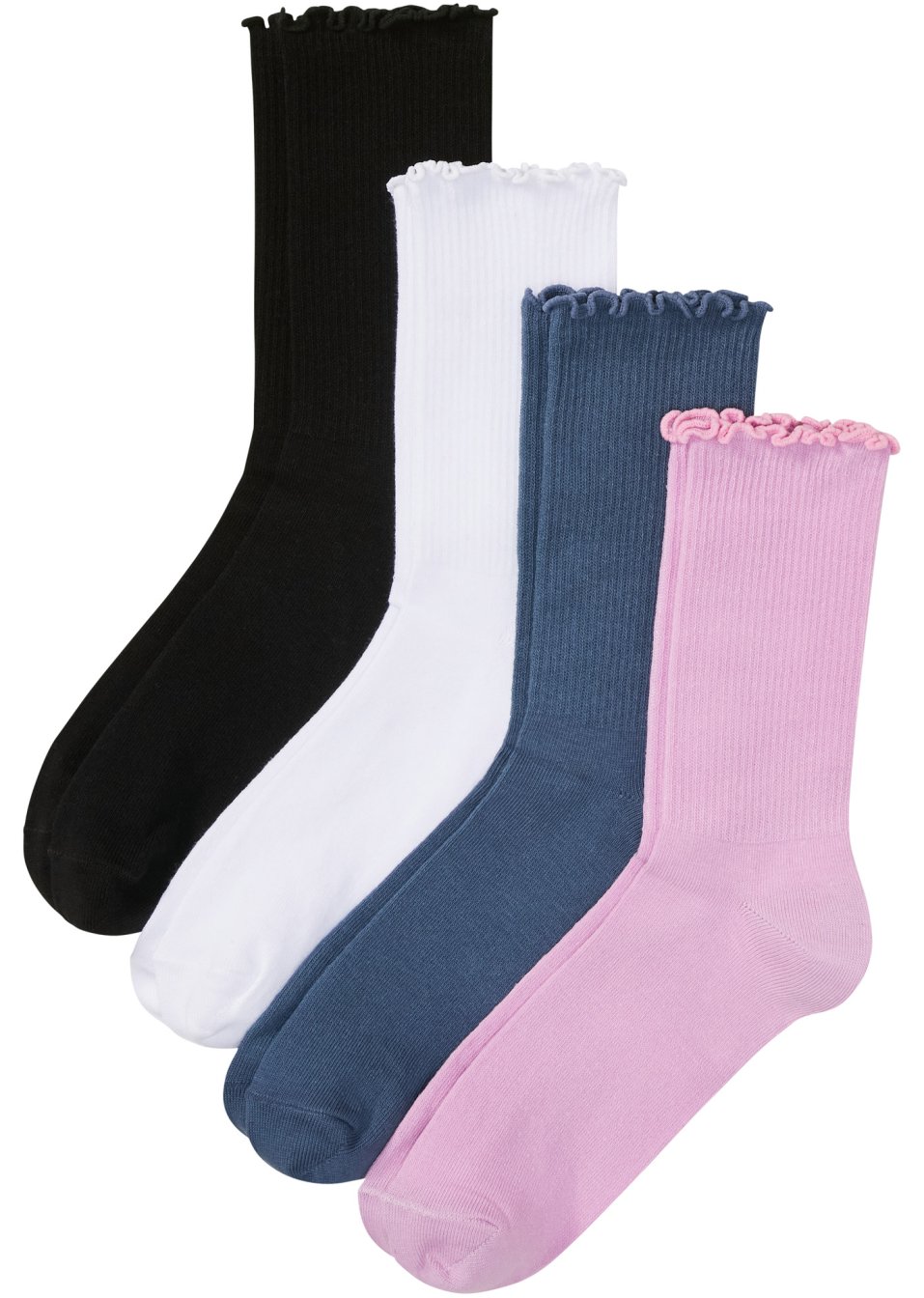 Lot de 4 paires de chaussettes côtelées avec bord ruché