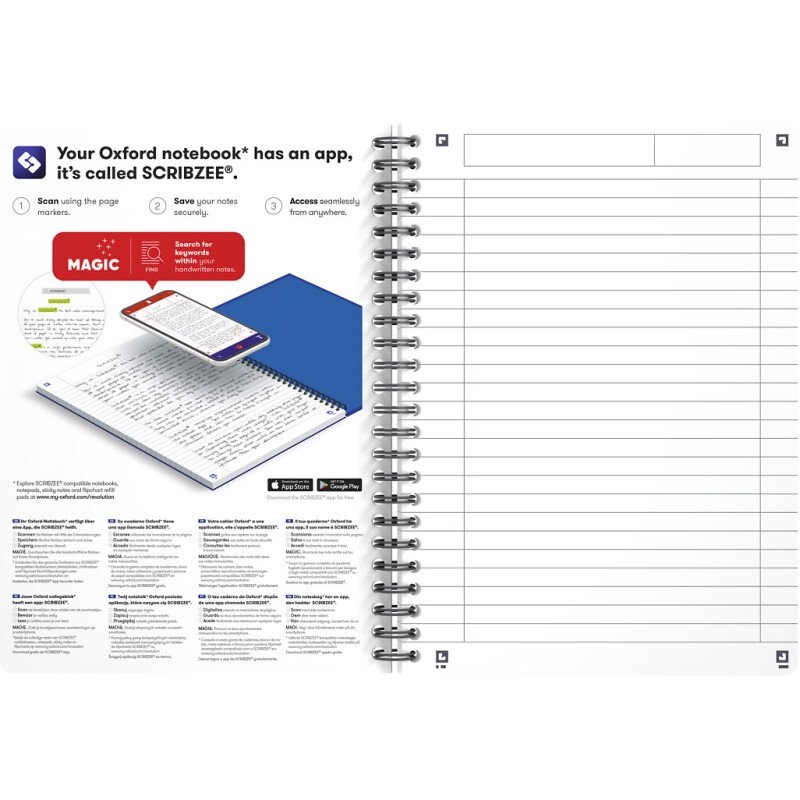 Cahier office Essentials Oxford A5 ligné 7 mm - 180 pages
