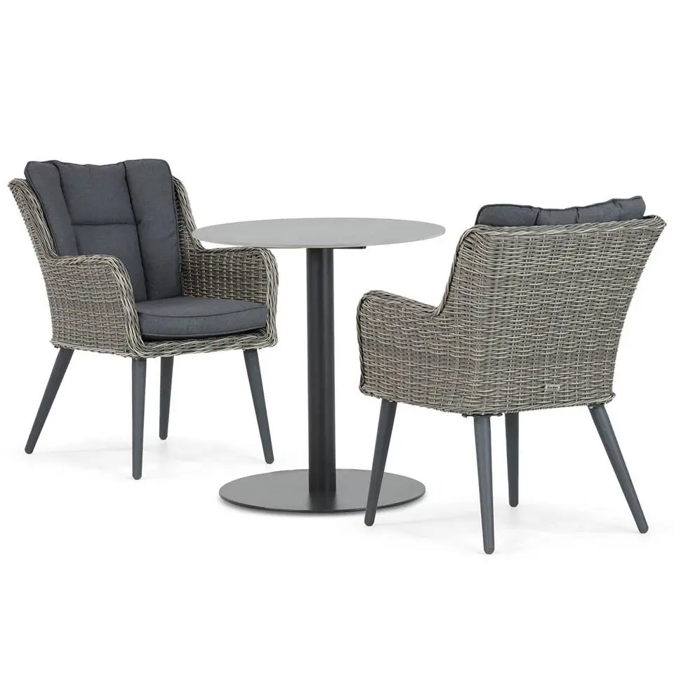 Bistroset 2 personen 70 cm Aluminium/wicker Grijs Garden Collections