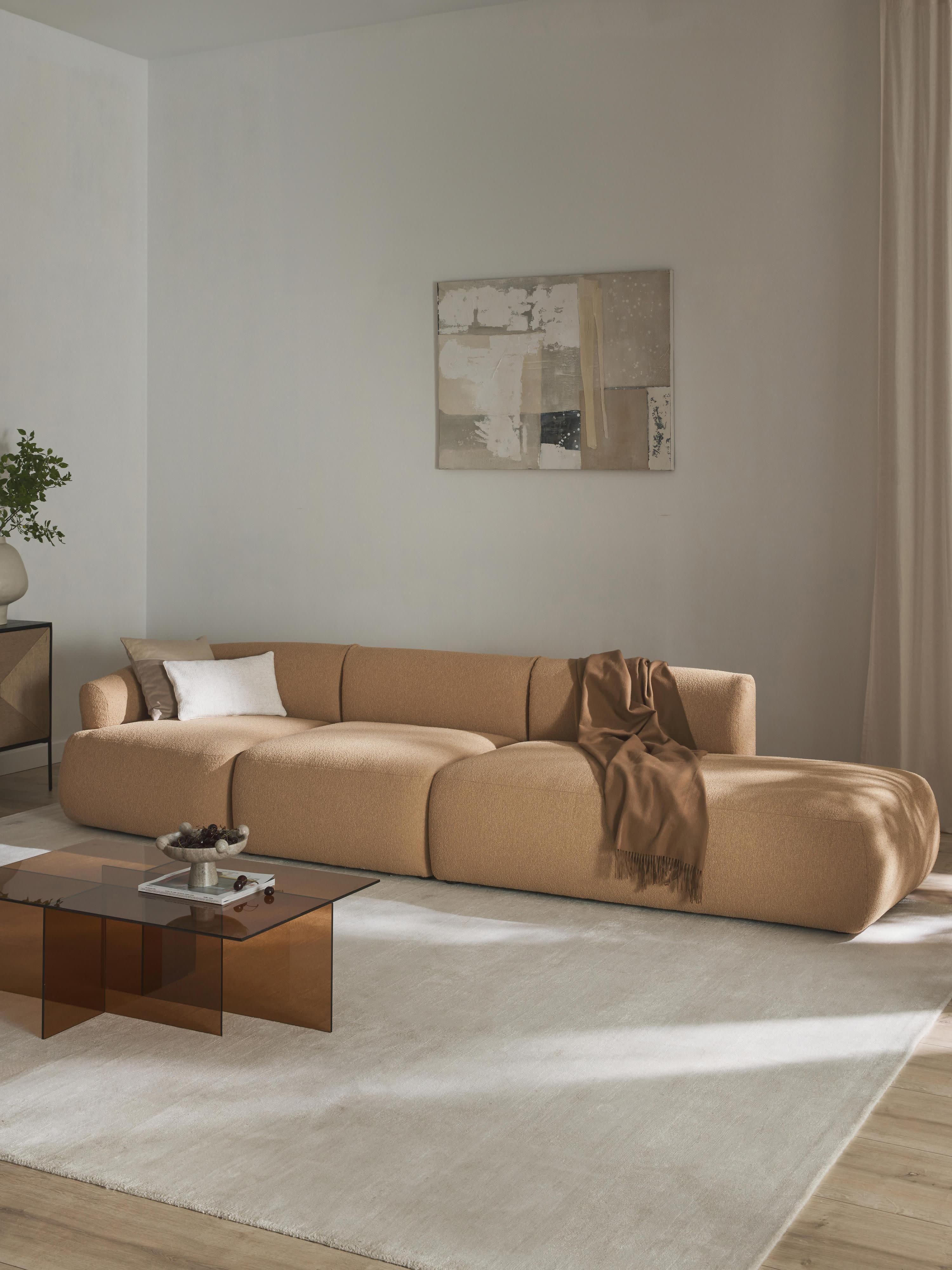 Modulaire XL chaise longue Sofia van bouclé stof