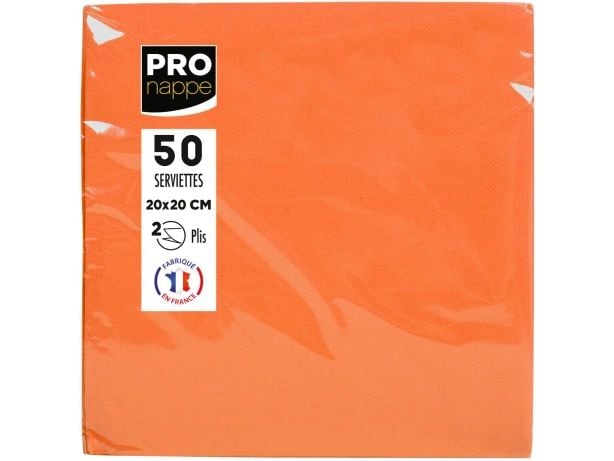 PRO nappe Papierservietten Orange 20 cm x 20 cm, 50 Stück Packung mit 50 Cocktail-Servietten