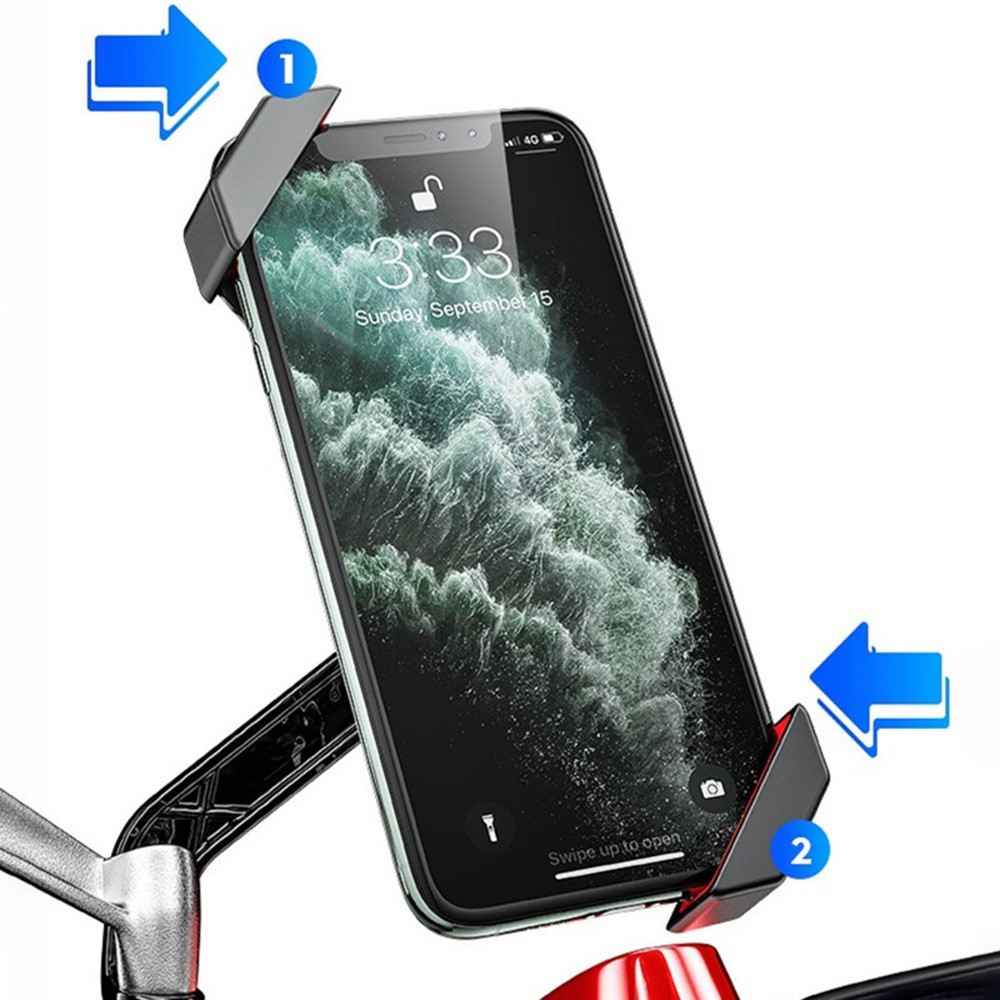 Universal Motorrad Fahrrad Velo Rückspiegel Handy Halterung - Schwarz / Rot