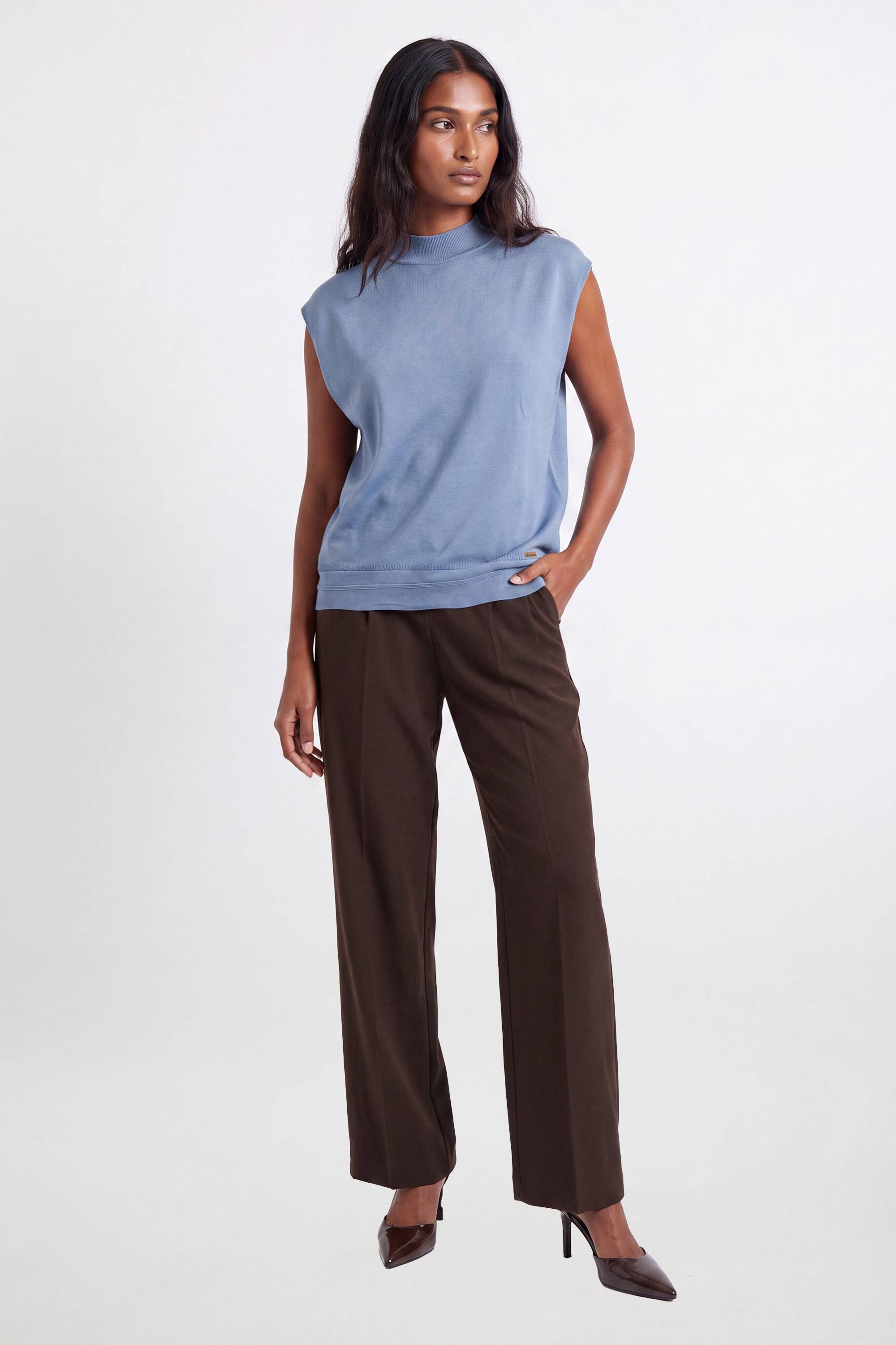 KarenMillen Débardeur Tricoté À Col Montant Drapé Soyeux