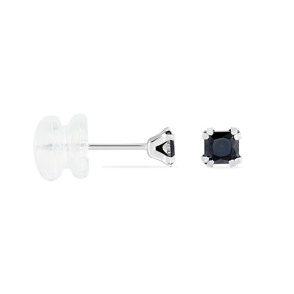 Boucles D'oreilles Puces Doreen Carre Or Blanc Oxyde De Zirconium