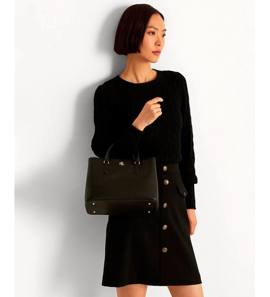 Bolsa Ralph Lauren Marcy Satchel em couro preto