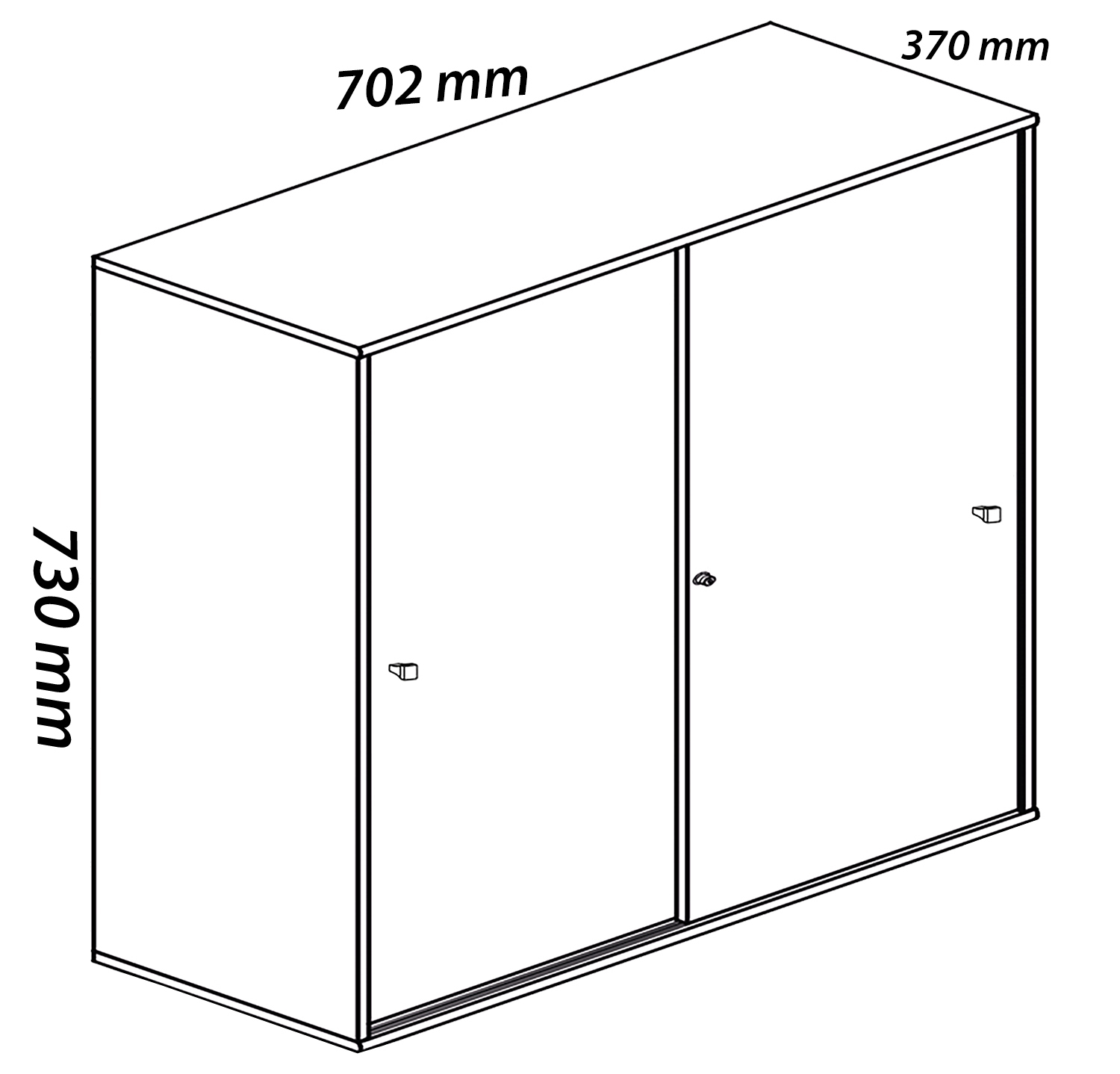 Büroschrank LONA L - Honig Eiche - weiß - mit Schiebetüren - 74 cm hoch
