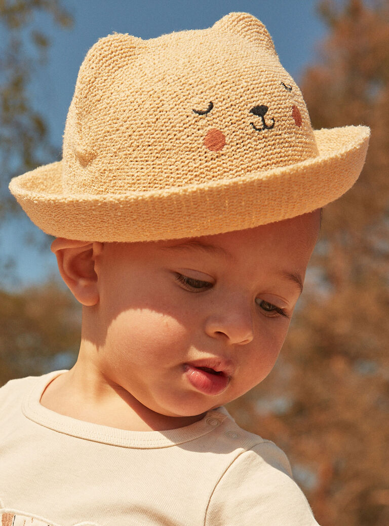 Chapeau naturel chiné en tricot de jersey