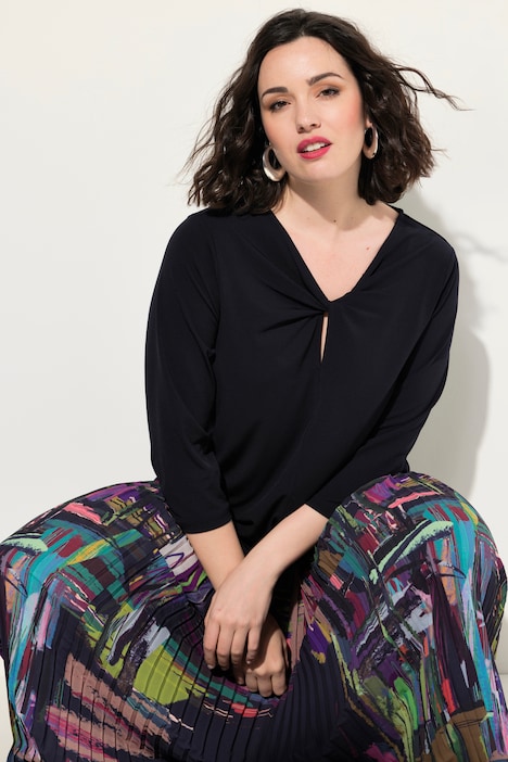 Shirt, drapierter Ausschnitt, Classic, 3/4-Arm