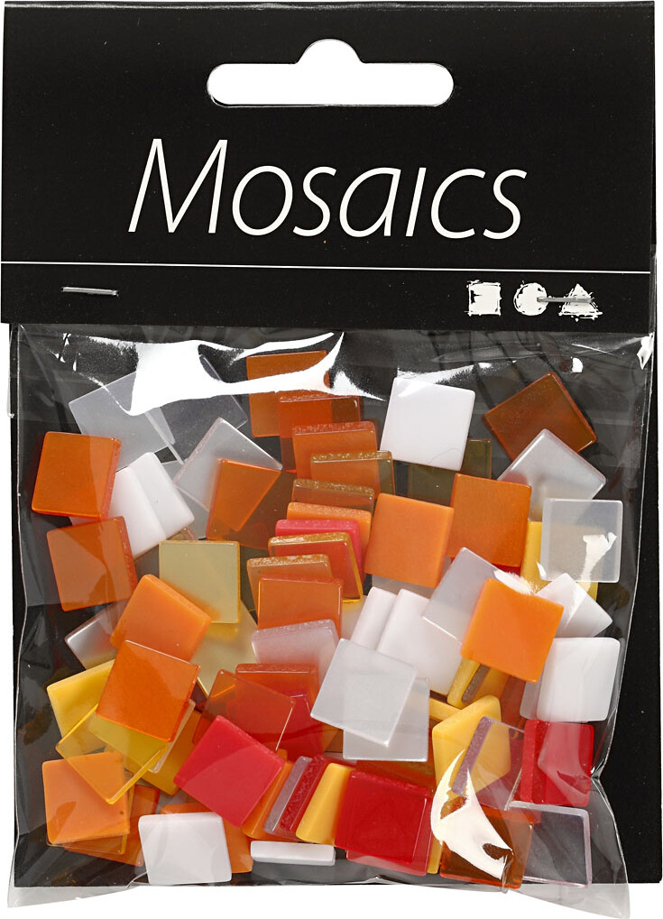 Minimosaik - Str. 10X10 MM - Tykkelse 2 MM - Rød/Orange Harmoni - 25 G