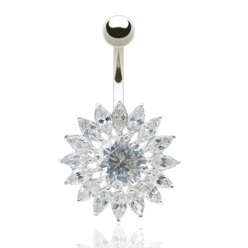Piercing nombril acier chirurgical rosace