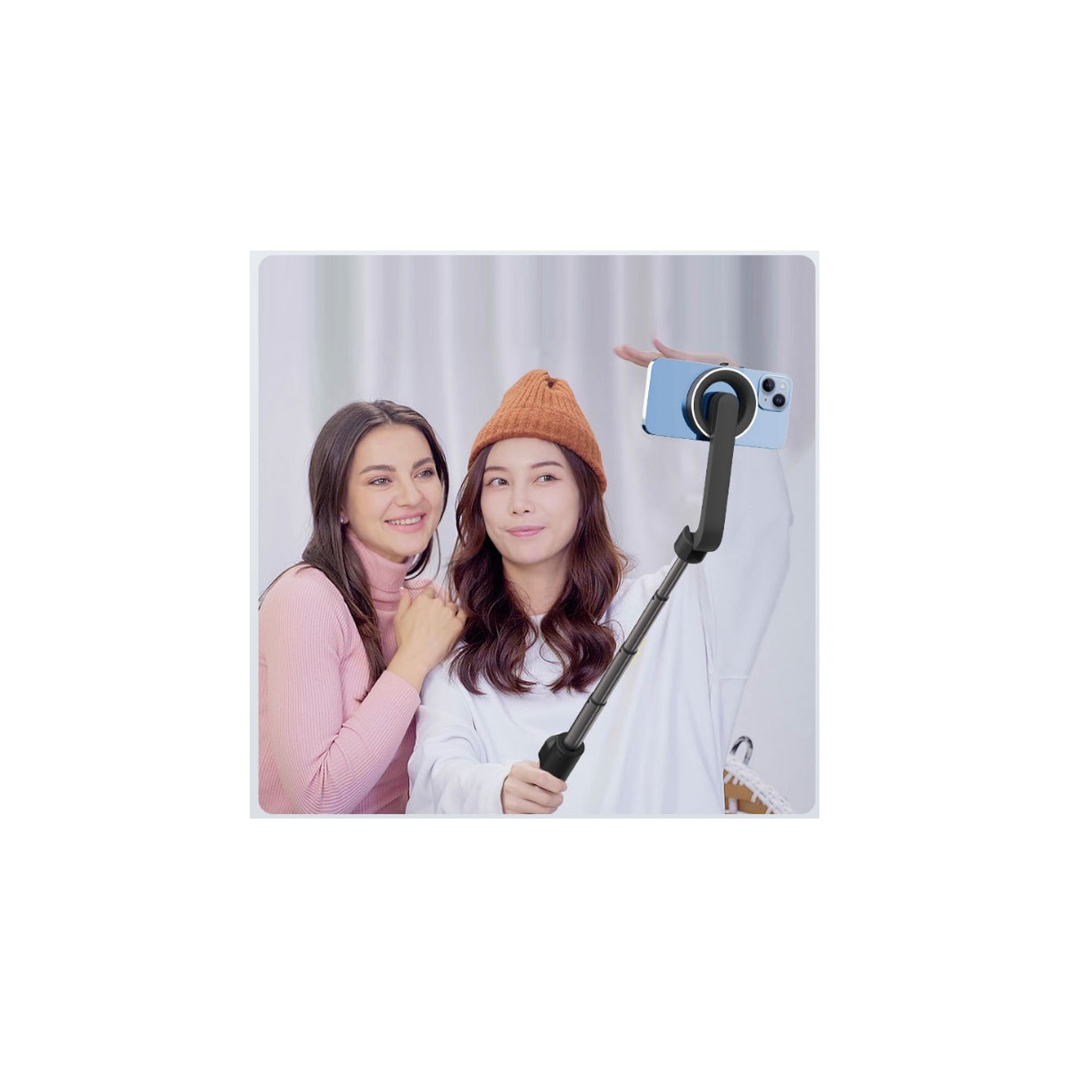 Ny bærbar magnetisk trådløs Bluetooth Selfie Stick WS-22005 Sort