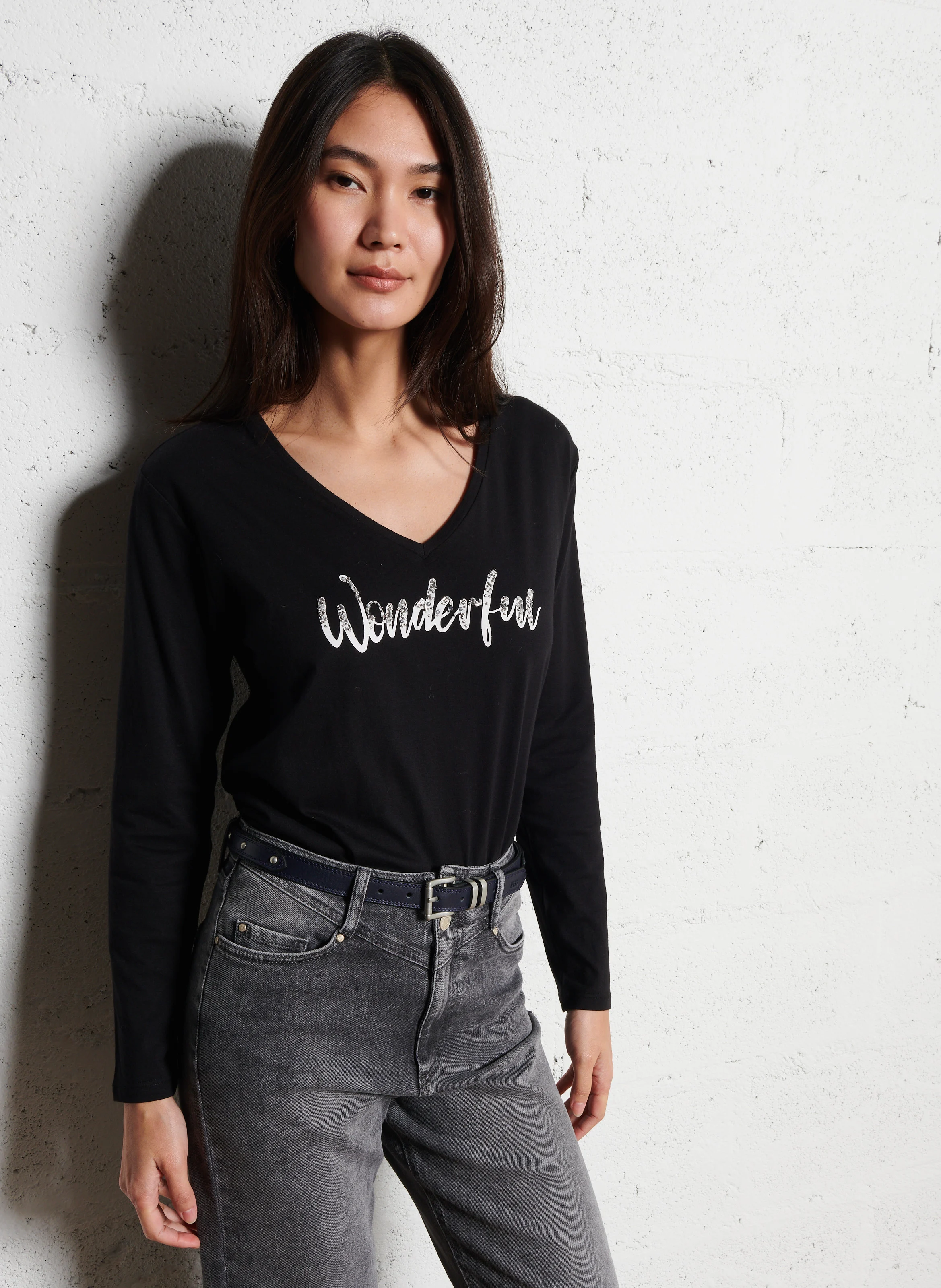 Tee-shirt col V| Noir