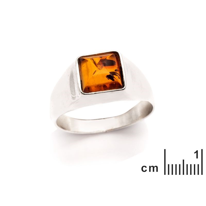 Bague argent 925 Ambre veritable de la mer Baltique