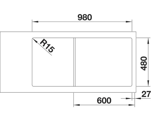 Blanco CLASSIMO XL 6 S-IF spoelbak, 1000 x 500 mm, geborsteld roestvrij staal, 525327, 1 bak met afdruiprek, bak rechts