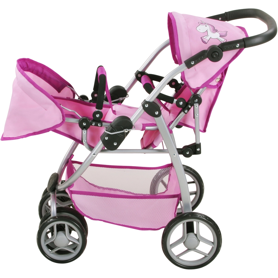 knorr toys® Zwillingspuppenwagen Milo - UMA. Das Einhorn rosa