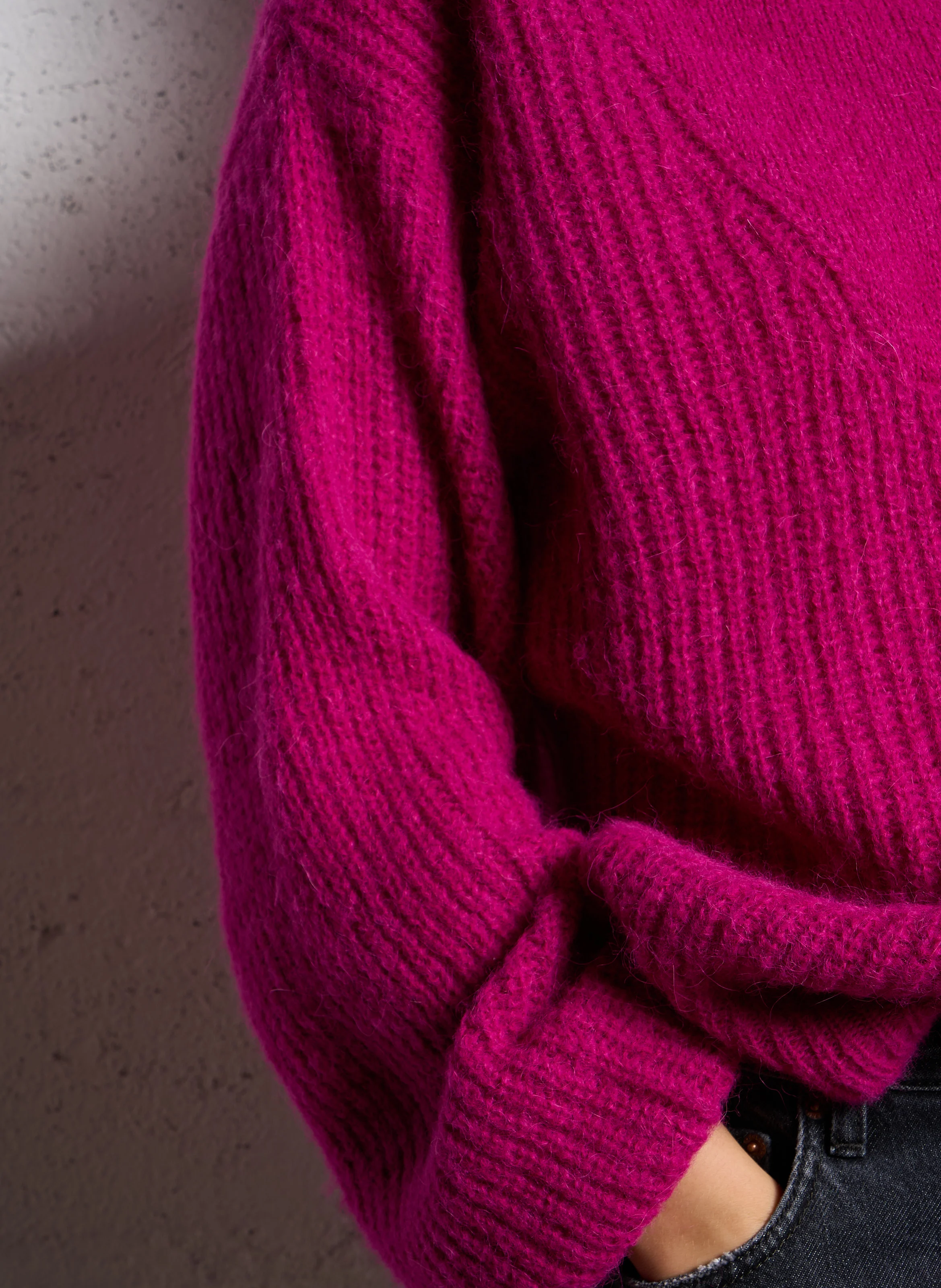 ANNA - Pull col camionneur en laine mélangée | Rose